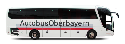 Seitenansicht Bus Autobus Oberbayern weiß rot